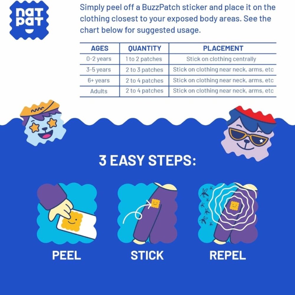 NATPAT Buzzpatch - Mosquito & Insect Repellent Stickers - Picture 6 of 6